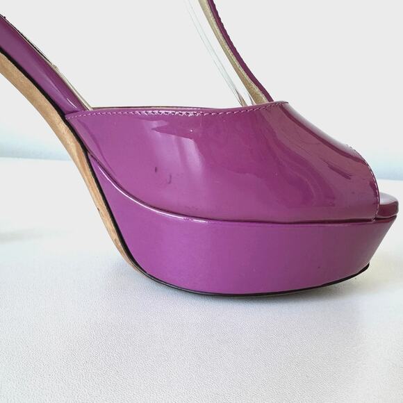 Jimmy Choo Purple Tribe Patent T-Strap Platform Heel Sandal Size 36.5 - Picture 14 of 16